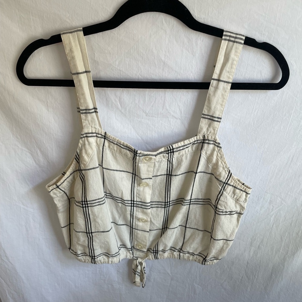 a new day Black and Cream Checkered Crop Top